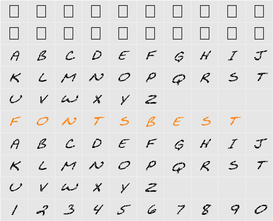 FZ JAZZY 29 CRACKED ITALIC Character Map