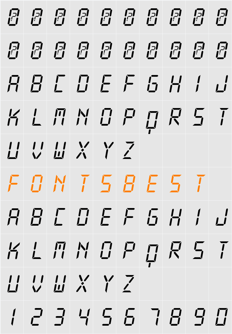 New X Digital tfb Character Map