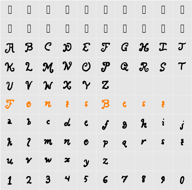 BoldestCurves Character Map