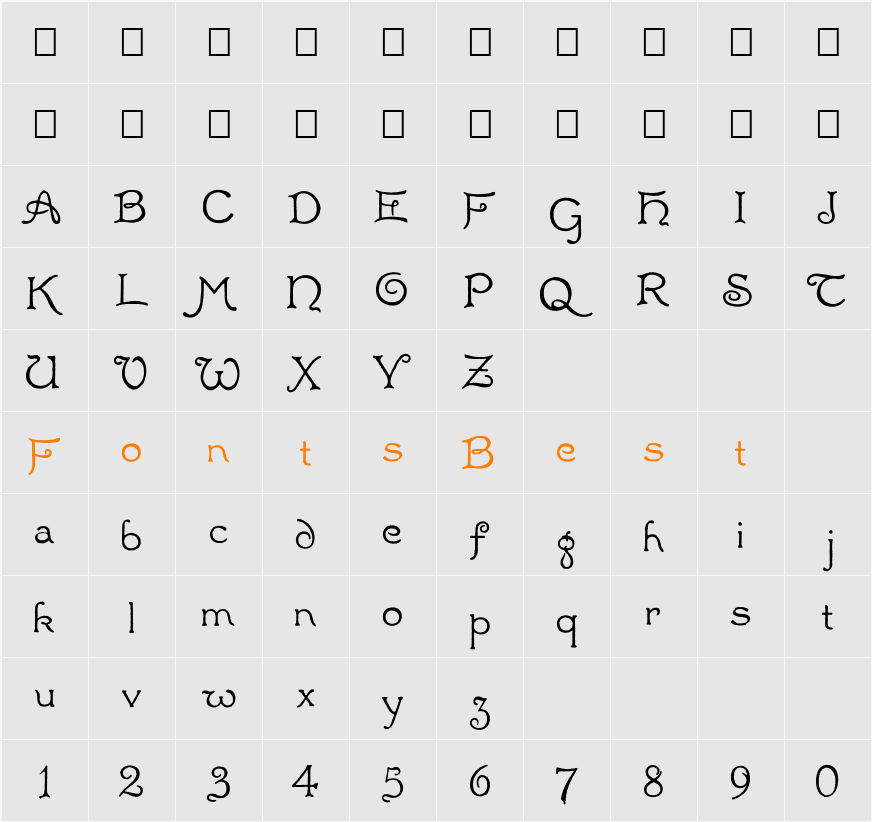 Radaern Character Map