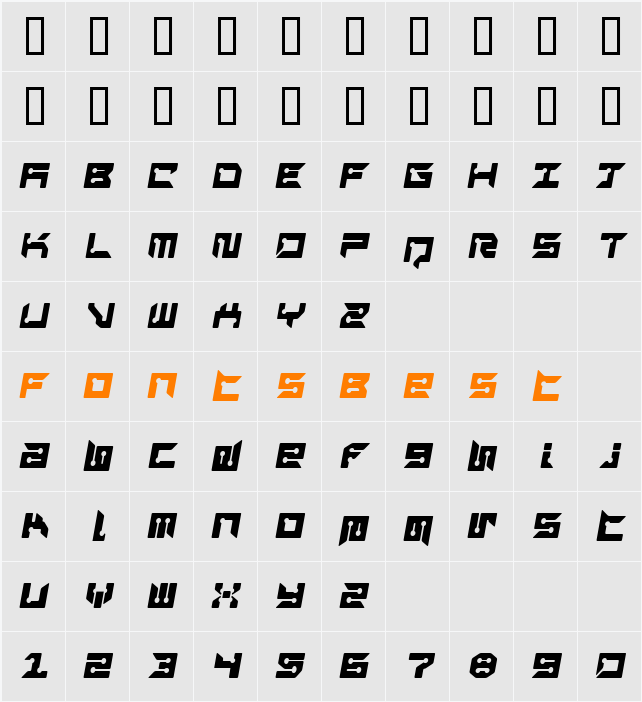RayzorBlunt Italic Character Map