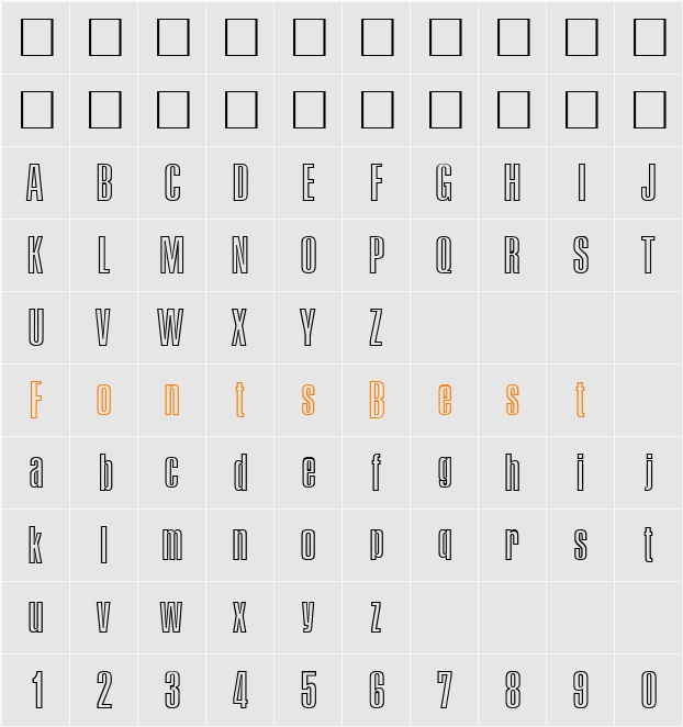 PersistentOutline Character Map