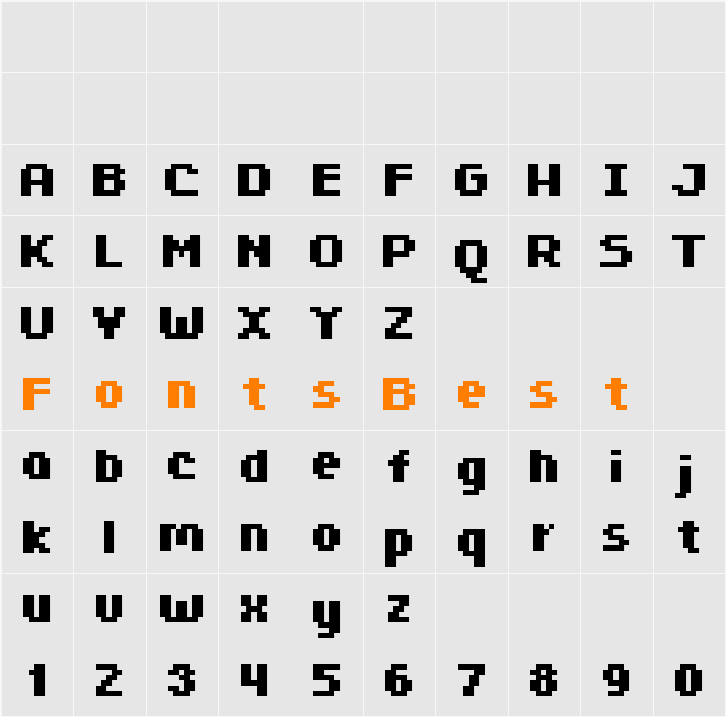FFF Minitower Bold Extended Character Map