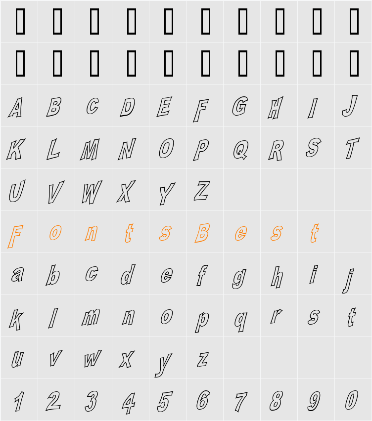 PLATSCH 2 outline Character Map