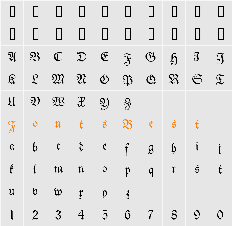 Neue Theuerdank Fraktur UNZ1 Character Map