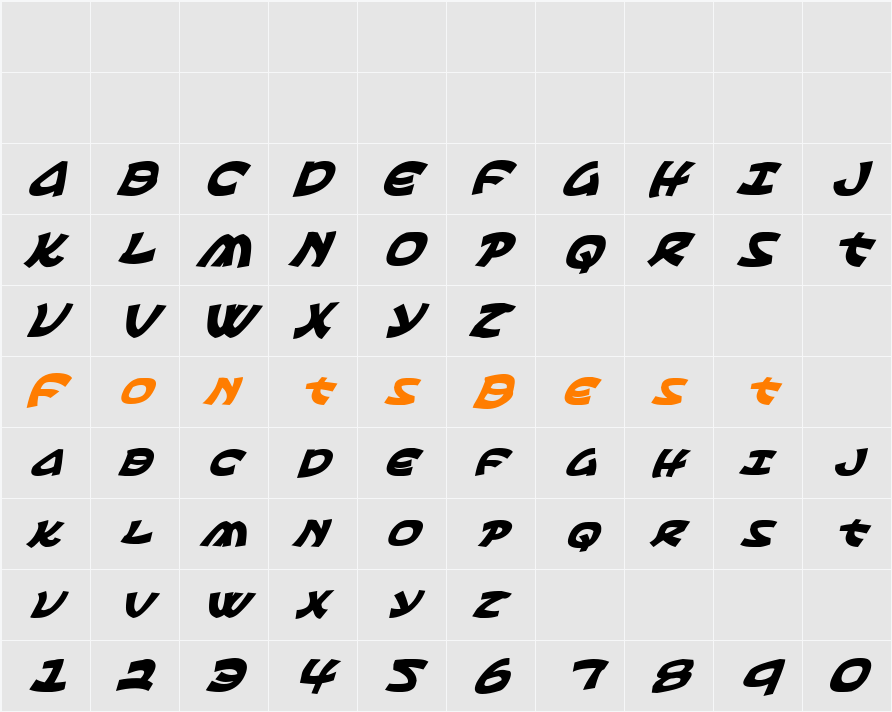 Ephesian Bold Italic Character Map