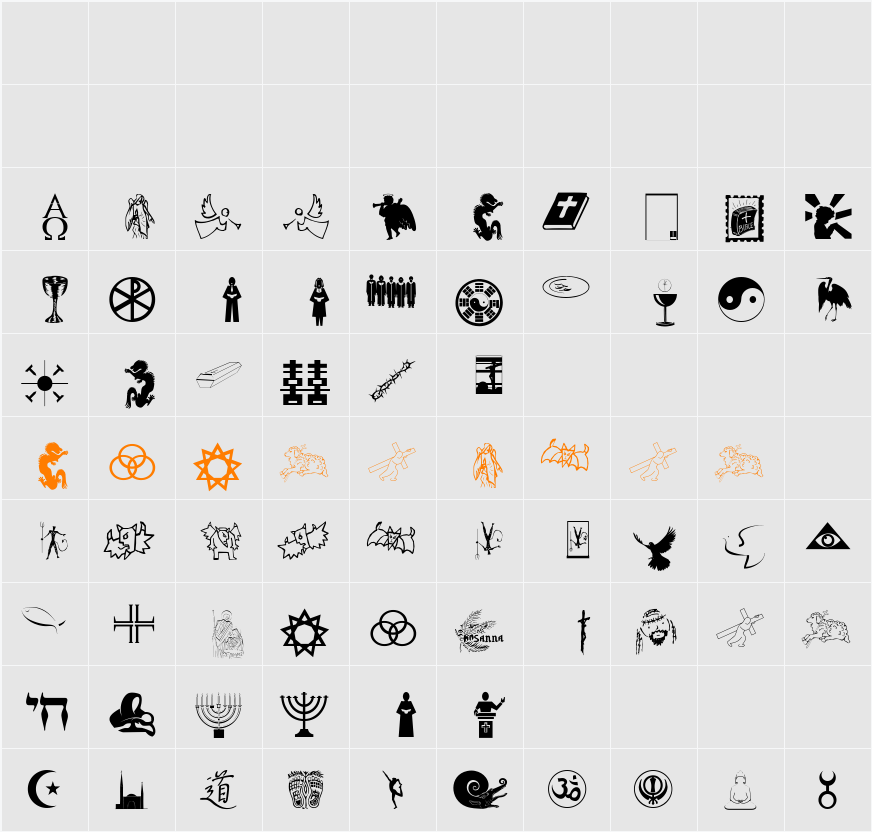 Religionen Character Map