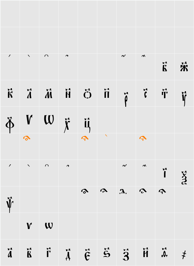 EvangelieTT Character Map
