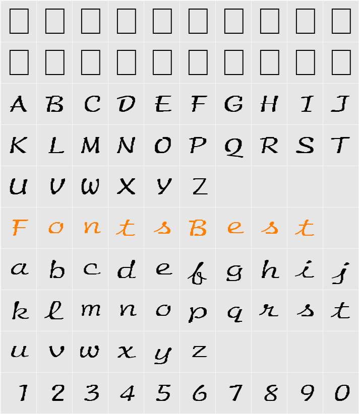 FZ HAND 20 EX Character Map