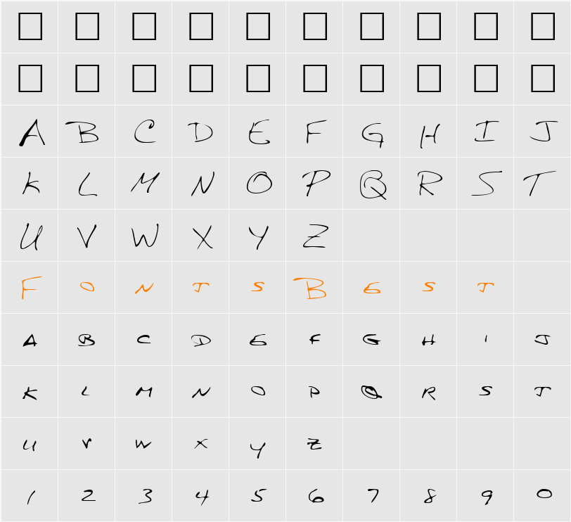 KarlsHand Character Map