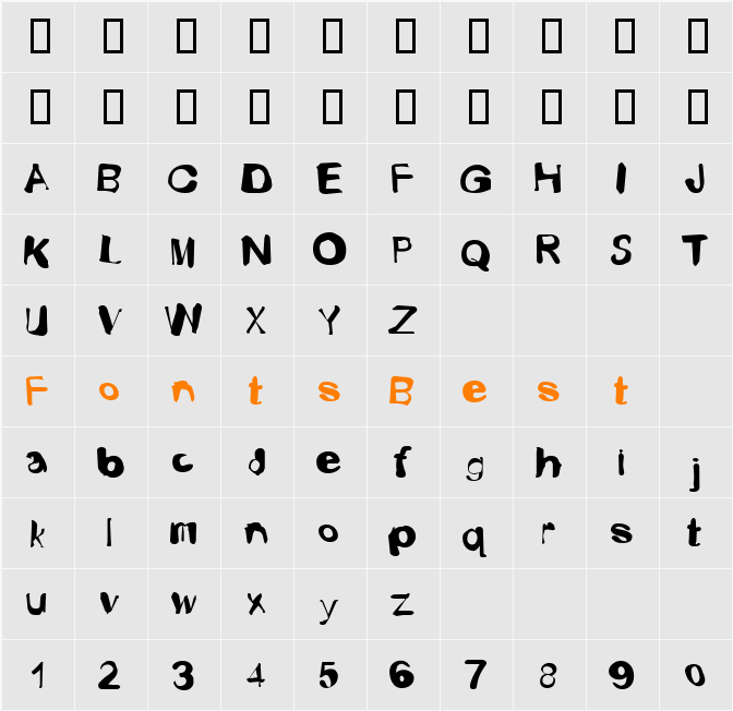 Fusty Luggs Character Map