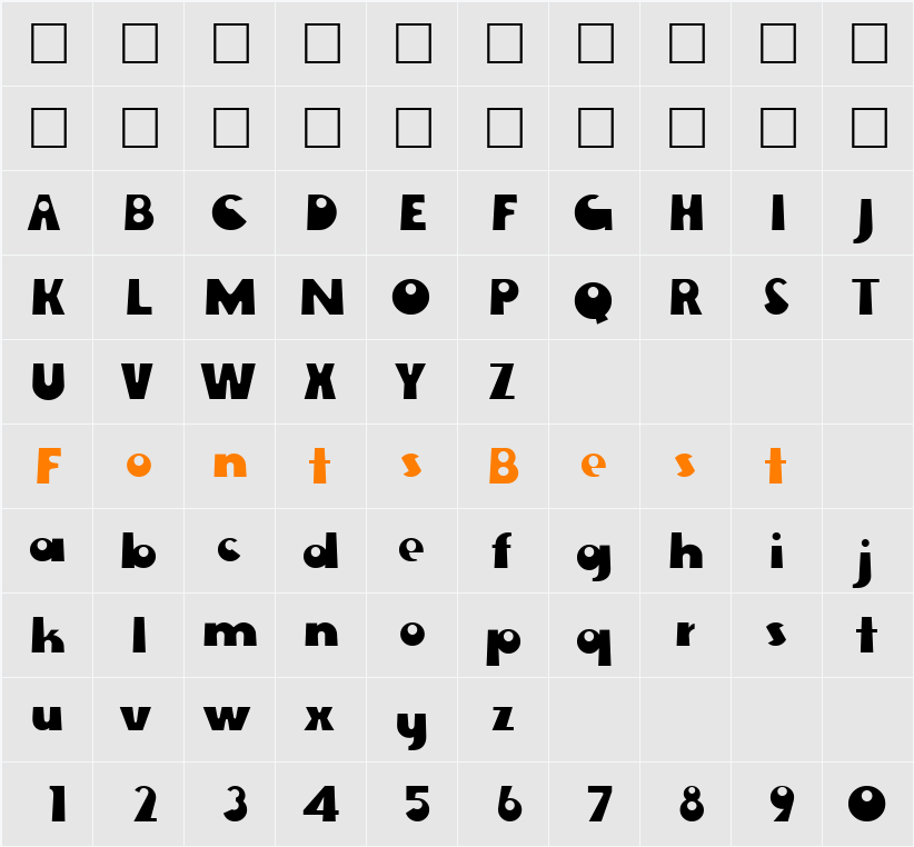 Ewing Character Map