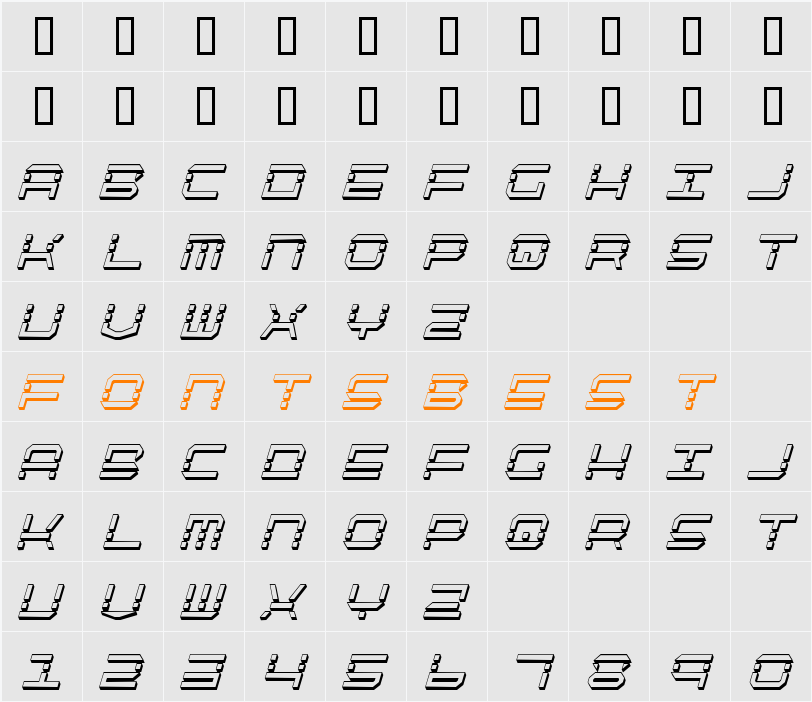 QuickQuick Shadow ItalCondensed Character Map