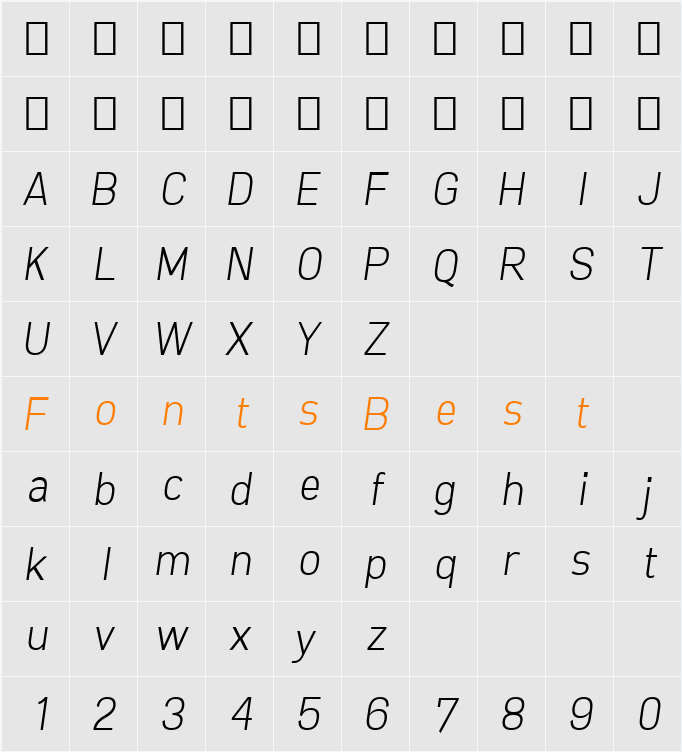 Freeroad Light Character Map