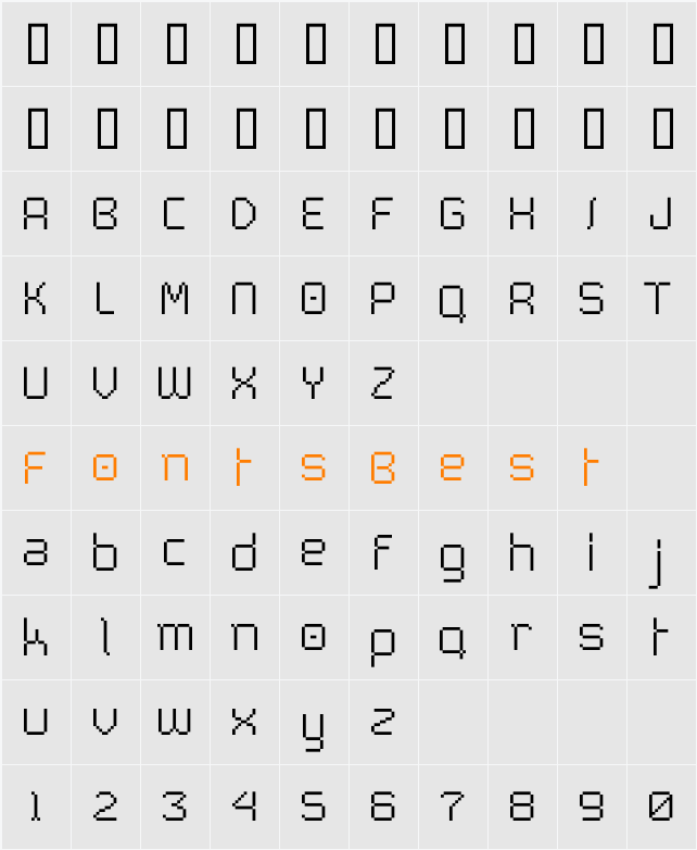PixetlCondensed Character Map