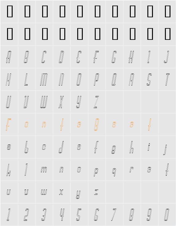 Devon-Hollow-Condensed Character Map