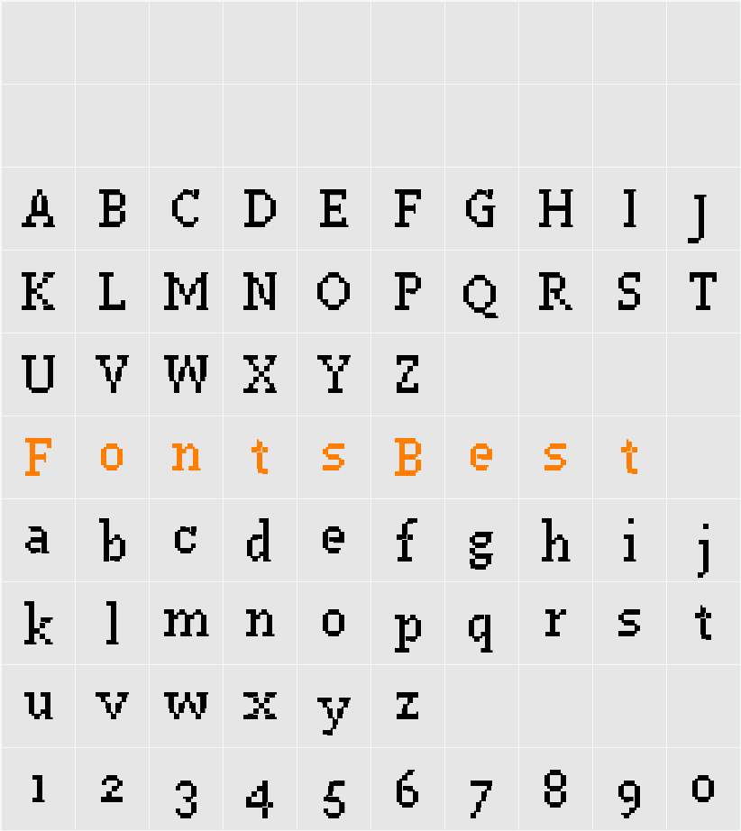 PF Westa Seven Condensed Character Map