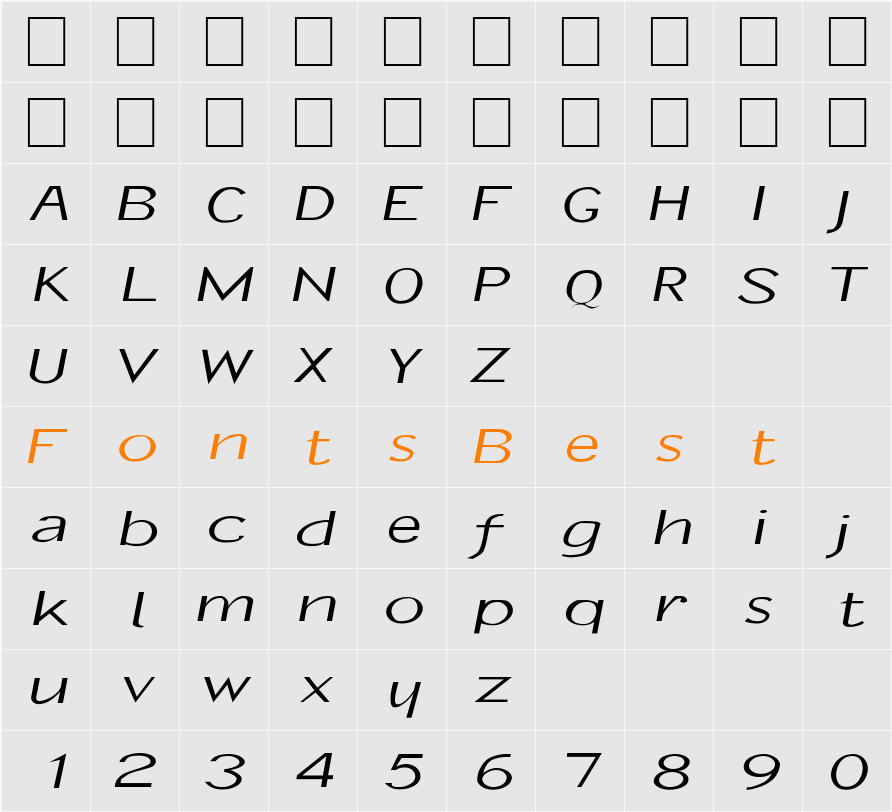 FZ BASIC 21 EX Character Map