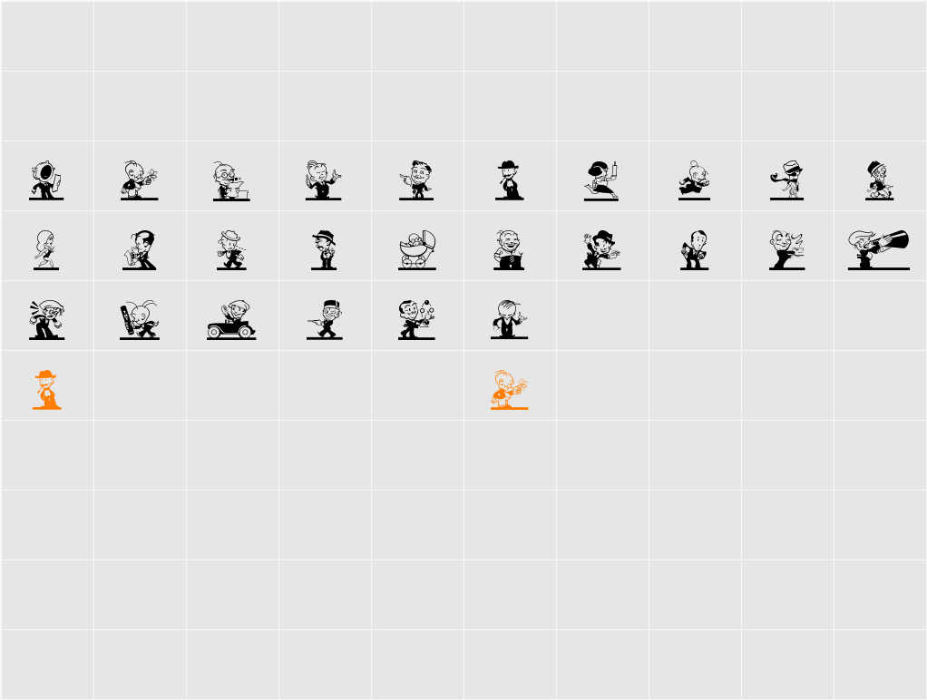 KartoonKutz2 Character Map