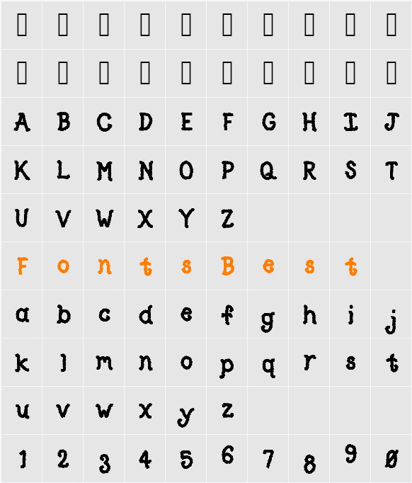 TypeO Character Map