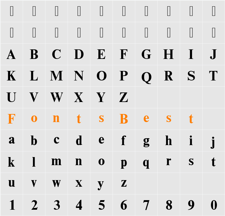 NimbusRomDCY Character Map