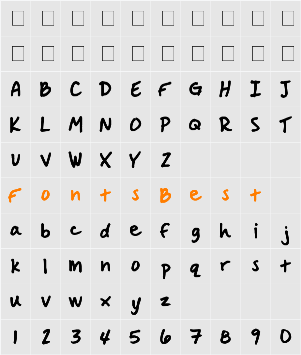 Handwritten Crystal v2 Character Map