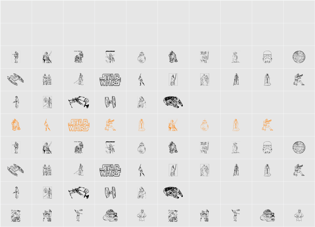 Lucas characters Character Map