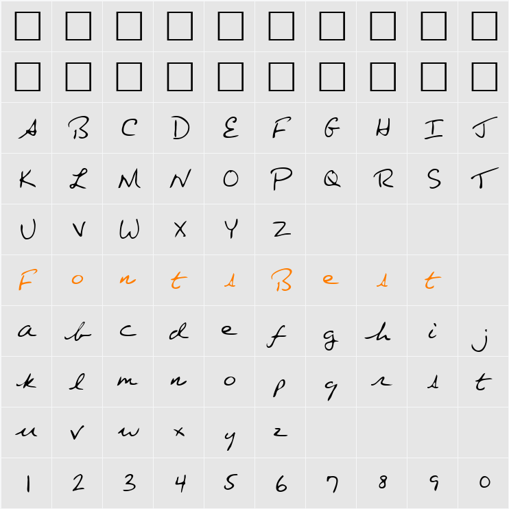 LEHN080 Character Map