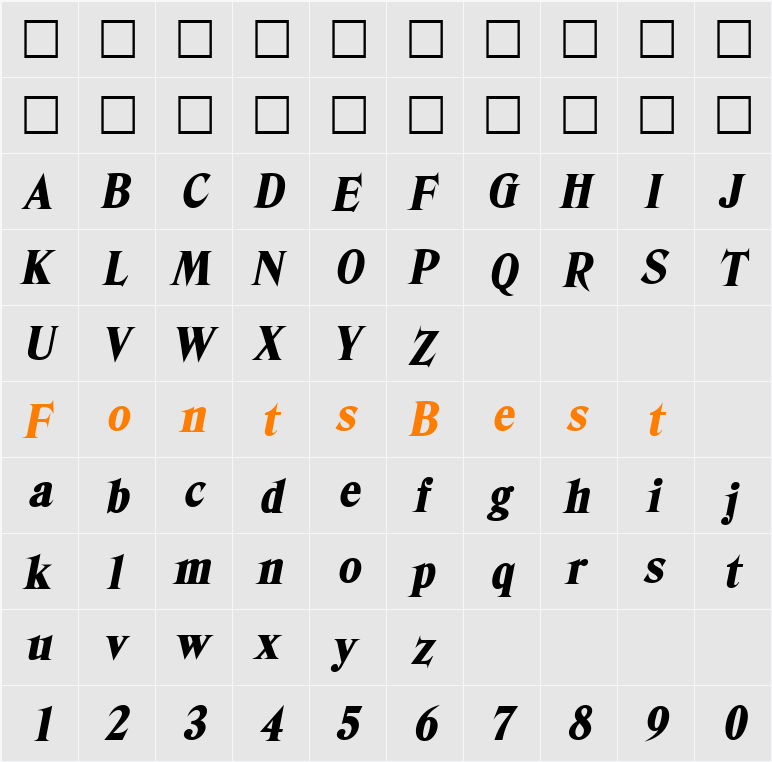 DenverLH Character Map