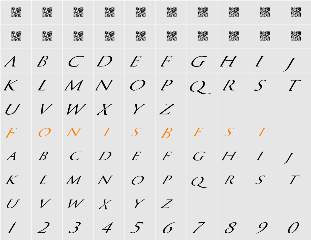 QuagentItalic Character Map