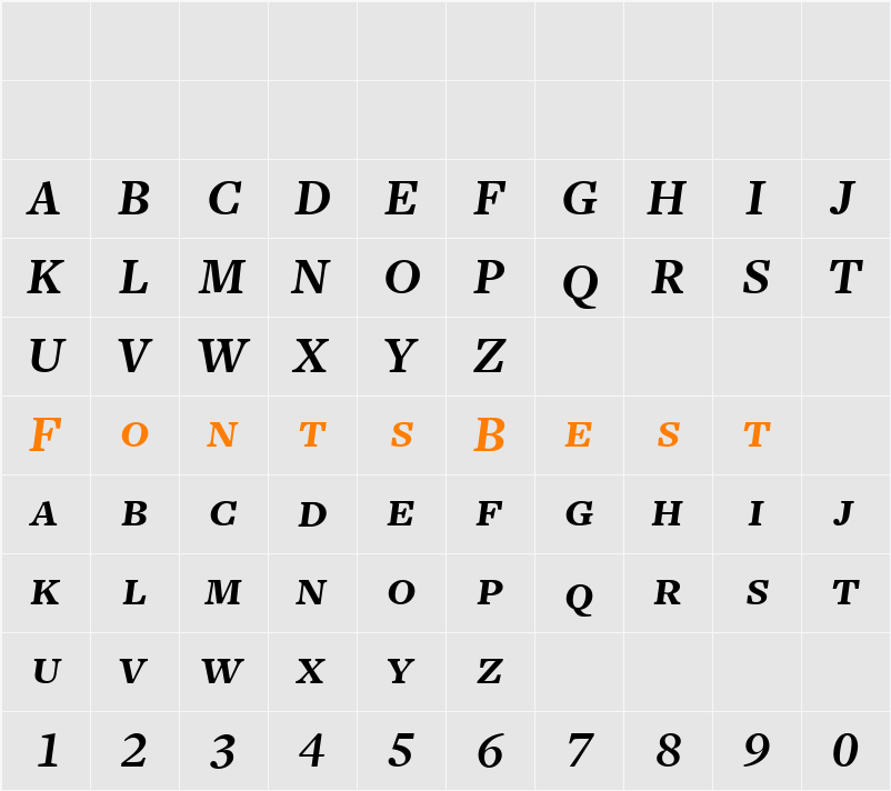 FreightText BoldItalicSC Character Map
