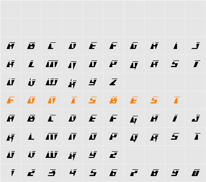 X-Racer Laser Character Map