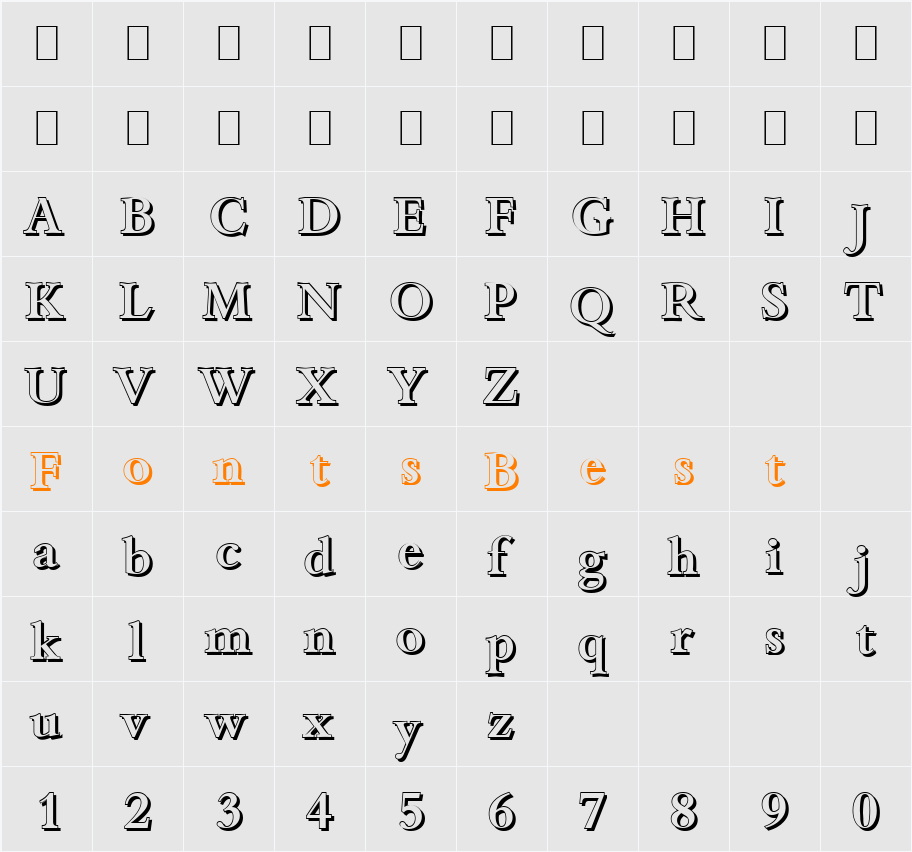 JoshuaBeckerShadow-Medium Character Map
