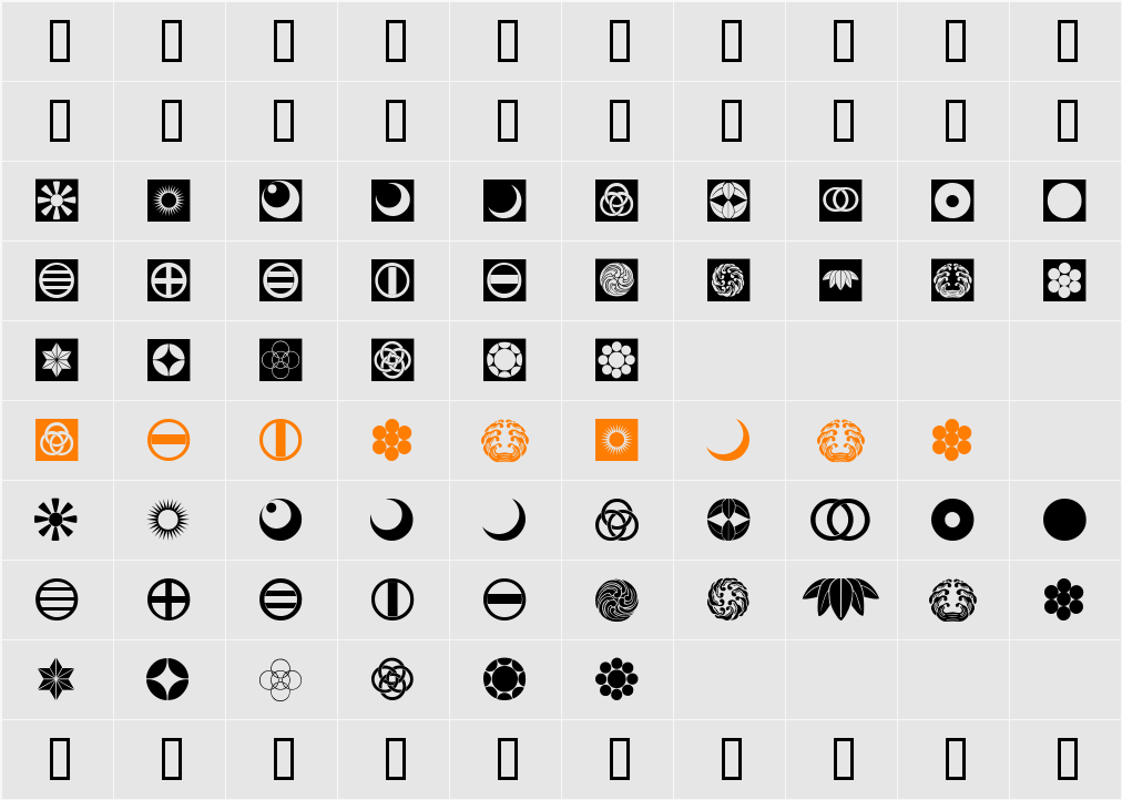 Oriental Icons IV Character Map