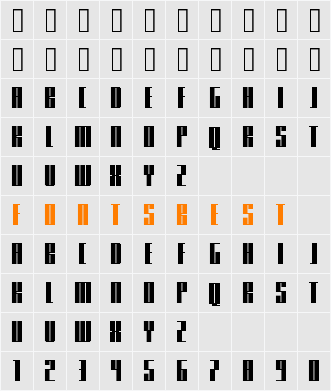 Knifer 500 Character Map