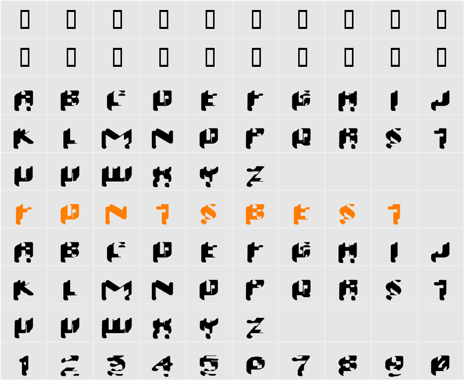 Wash 99 Character Map
