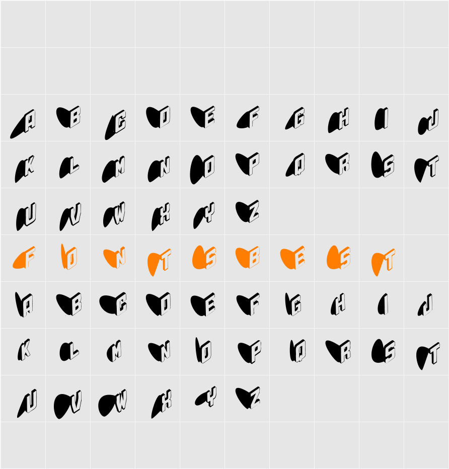 TypoShadows Character Map