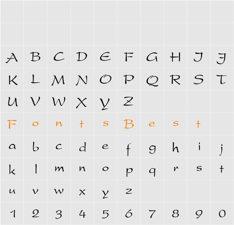 PresentScript-Thin Character Map