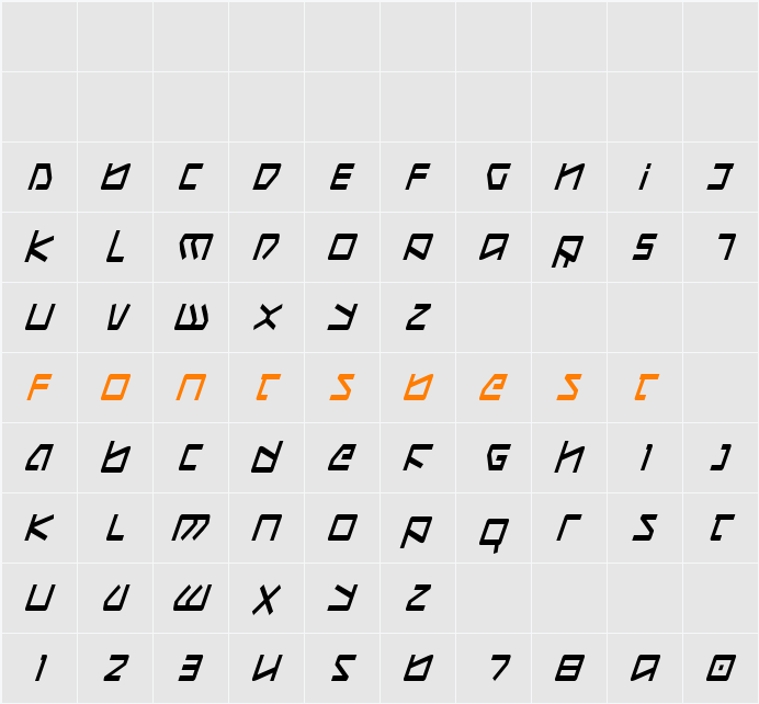 Kobold Condensed Italic Character Map