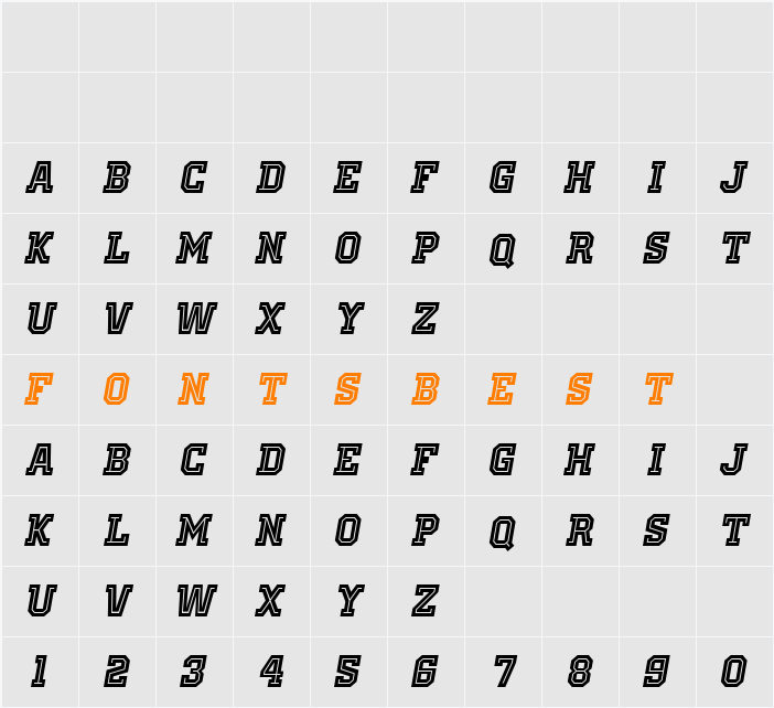 Old School United Inline Alt Italic Character Map