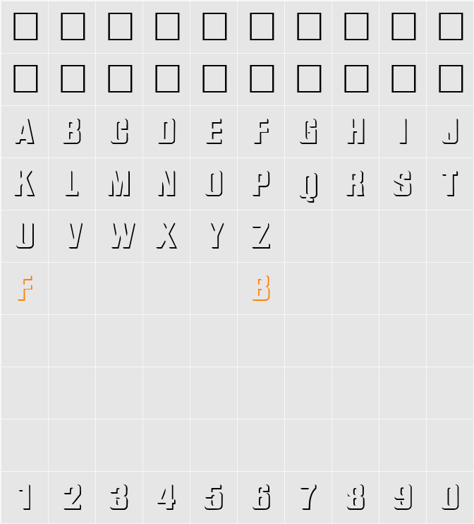 Simple Relief Caps Character Map