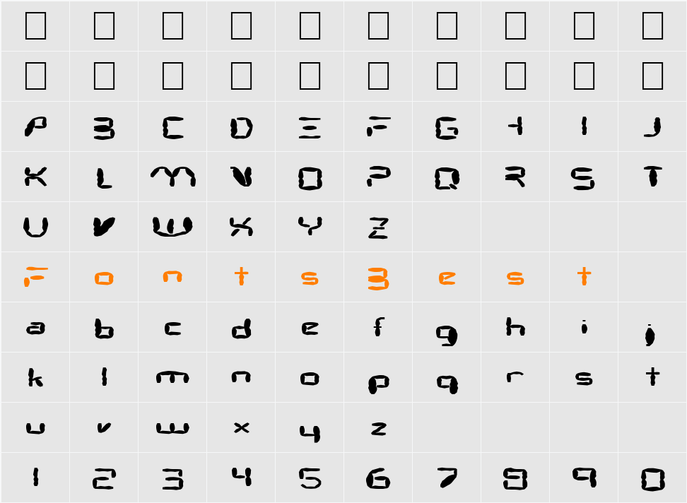 FZ DIGITAL 7 MANGLED EX Character Map