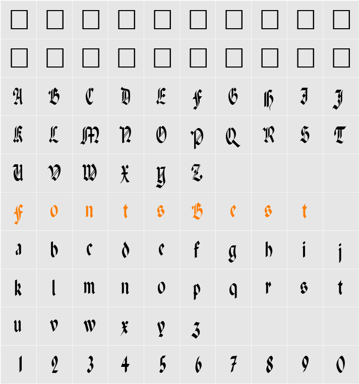 PenchantNarrow Character Map