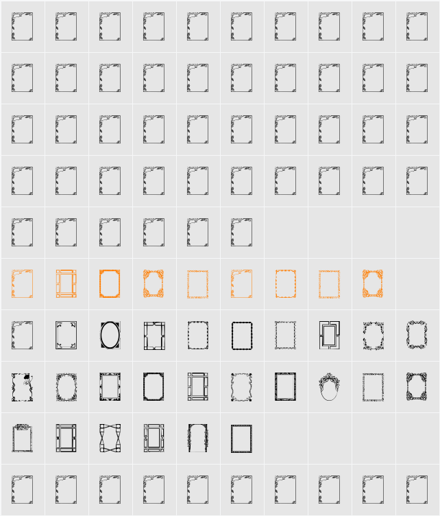 Vintage Frames 5 Character Map