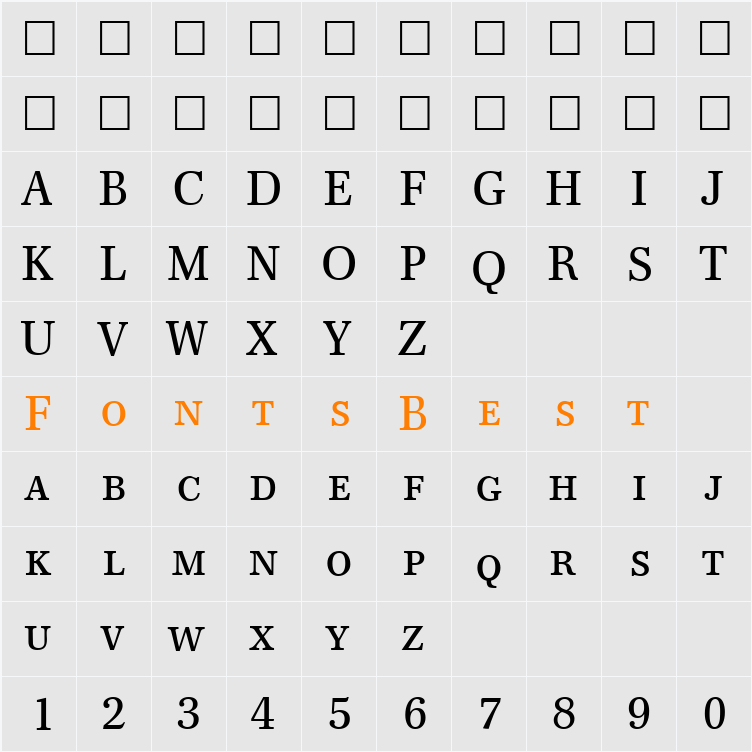 FranklinSerifSmc Character Map