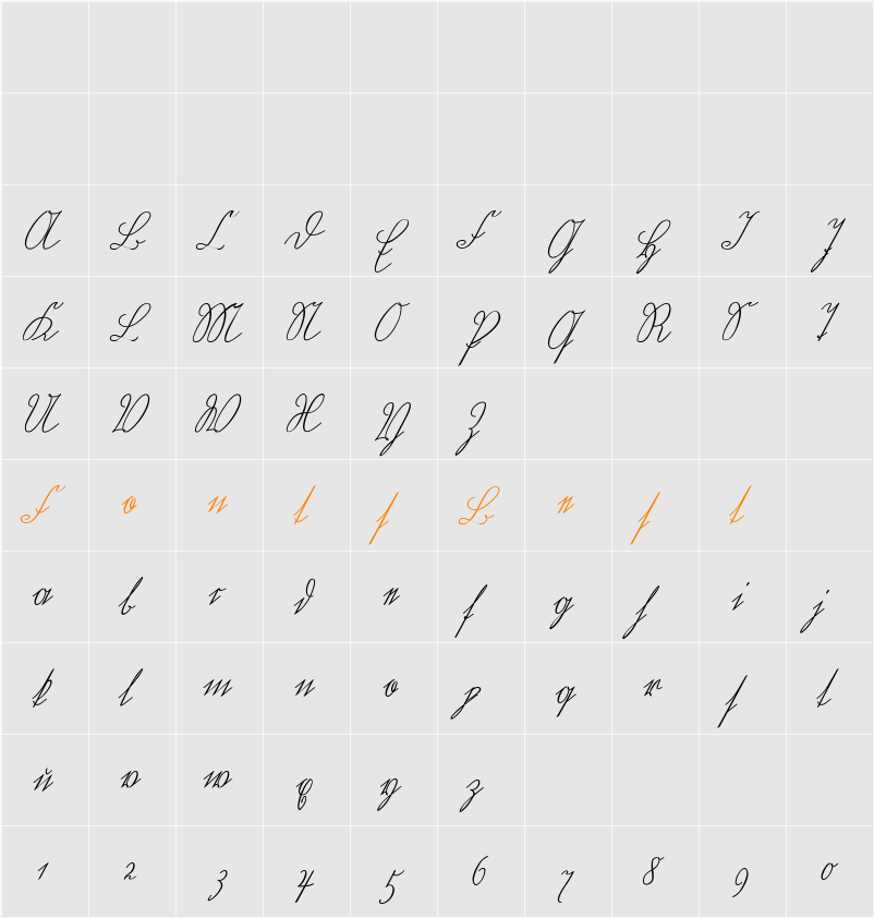 Wiegel Kurrent Medium Character Map