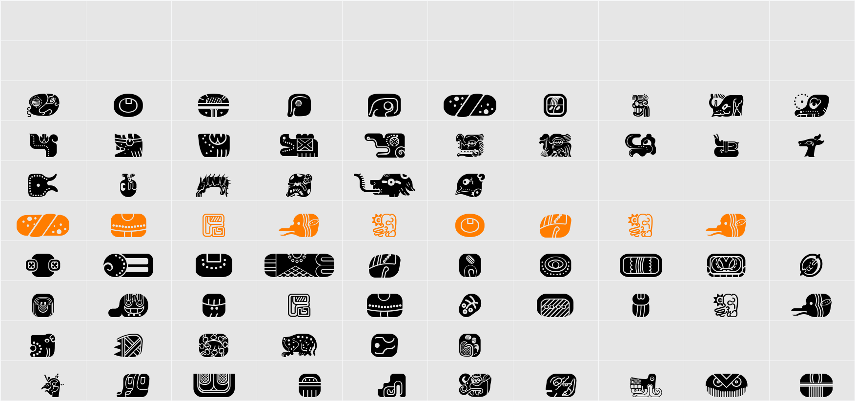 mayan glyphs fill Character Map
