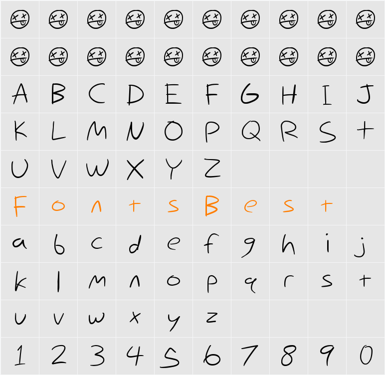 Nihilschiz Handwriting Character Map