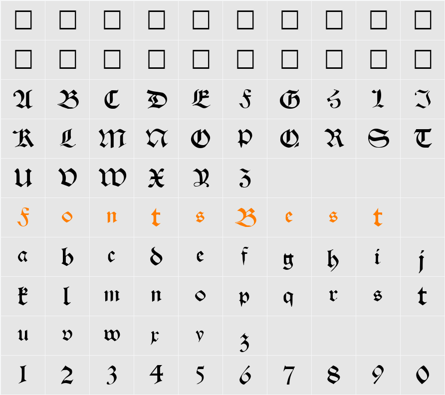Slash ttnorm Character Map