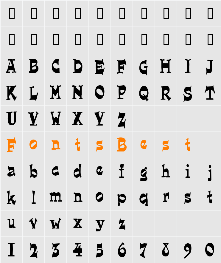LoungerCondensed Character Map
